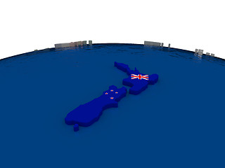 Image showing New Zealand with flag