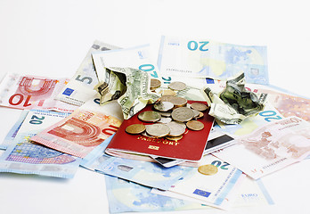 Image showing Travel on vacation lifestyle concept: cash money on table in mes