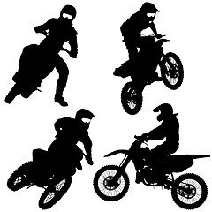 Image showing Set of biker motocross silhouettes, illustration