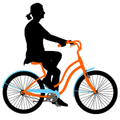 Image showing Silhouette of a cyclist girl. illustration