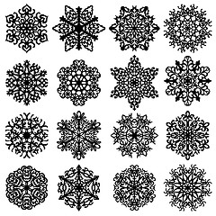 Image showing Set snowflakes icons on white background, illustration