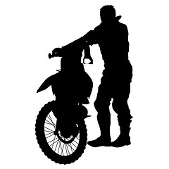 Image showing Silhouettes Rider participates motocross championship. illustration