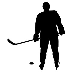 Image showing silhouette of hockey player. Isolated on white.