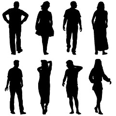 Image showing Black silhouettes of beautiful man and woman on white background. illustration