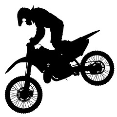 Image showing Silhouettes Rider participates motocross championship. illustration