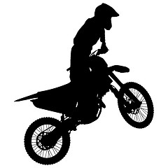 Image showing Silhouettes Rider participates motocross championship. illustration