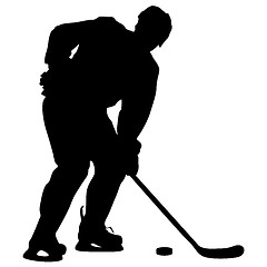 Image showing silhouette of hockey player. Isolated on white.