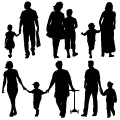 Image showing Black silhouettes Family on white background. illustration