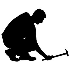 Image showing Silhouette man with hammer on a white background, illustration