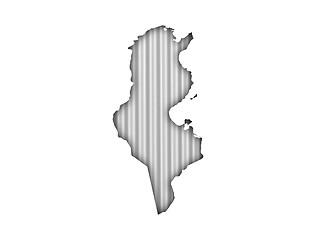 Image showing Map of Tunisia on corrugated iron