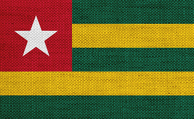 Image showing Flag of Togo on old linen