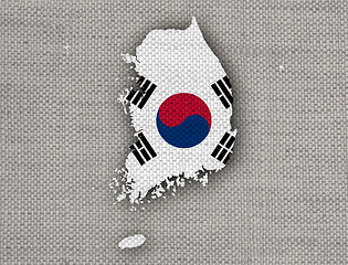 Image showing Map and flag of South Korea 