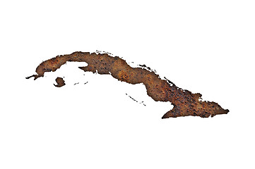 Image showing Map of Cuba on rusty metal