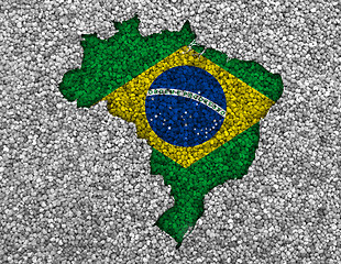 Image showing Map and flag of Brazil on poppy seeds