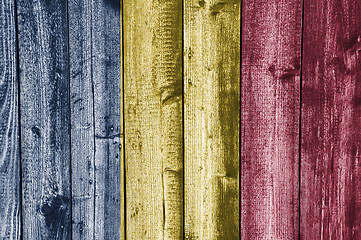 Image showing Flag of Chad on weathered wood