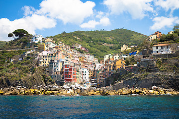 Image showing Riomaggiore in Cinque Terre, Italy - Summer 2016 - view from the