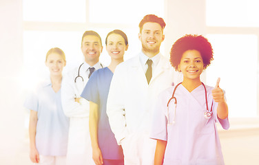 Image showing group of happy doctors at hospital