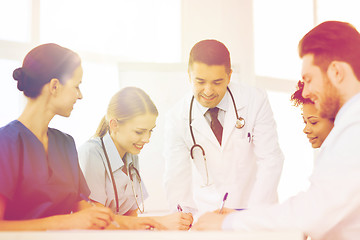 Image showing group of happy doctors meeting at hospital office