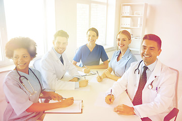 Image showing group of happy doctors meeting at hospital office