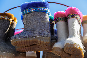 Image showing Warm shoes for children made of felt (boots)