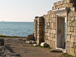 Image showing Ruined Ancient Greek Wall of Temple