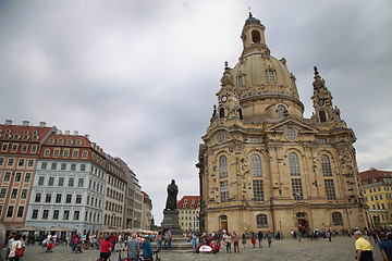 Image showing DRESDEN, GERMANY – AUGUST 13, 2016: People walk on Neumarkt Sq