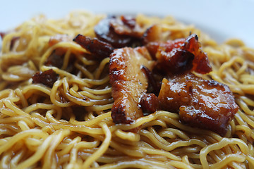 Image showing Dried wanton noodle with barbecue pork
