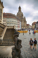 Image showing DRESDEN, GERMANY – AUGUST 13, 2016: People walk on Neumarkt Sq