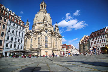 Image showing DRESDEN, GERMANY – AUGUST 13, 2016: People walk on Neumarkt Sq