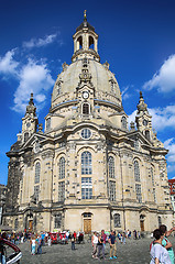 Image showing DRESDEN, GERMANY – AUGUST 13, 2016: People walk on Neumarkt Sq