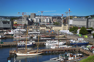 Image showing OSLO, NORWAY – AUGUST 17, 2016: View of panorama on Oslo Harbo