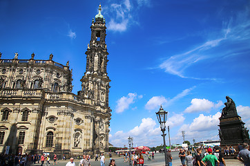 Image showing DRESDEN, GERMANY – AUGUST 13, 2016: Tourists walk and visit on