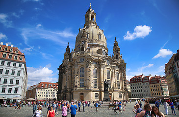 Image showing DRESDEN, GERMANY – AUGUST 13, 2016: People walk on Neumarkt Sq