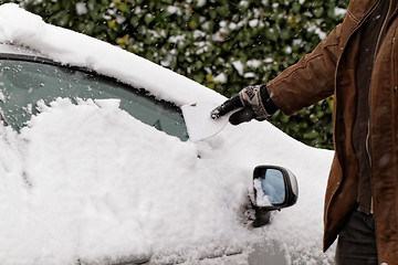 Image showing Snowy car