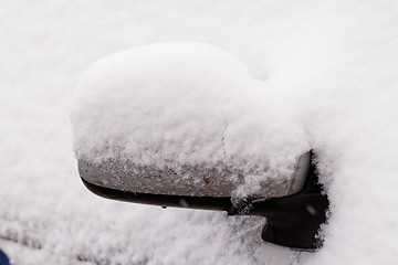 Image showing Snowy car