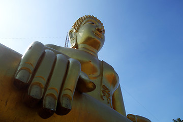 Image showing Golden Buddha statue of Big Buddha over blue sky