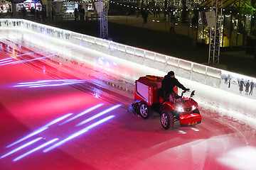 Image showing Ice resurfacer at skating rink