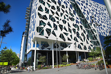 Image showing OSLO, NORWAY – AUGUST 17, 2016: Exterior of a new apartment bl