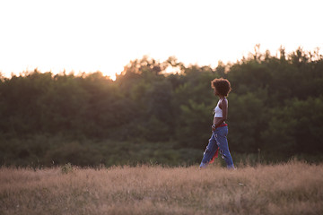 Image showing young black woman in nature