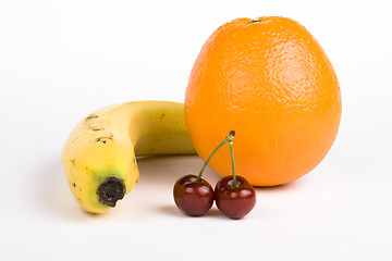 Image showing fruit cherrys,orange and banana