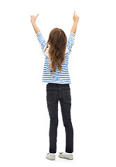 Image showing girl pointing fingers at something invisible