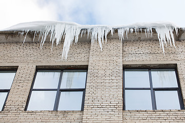 Image showing icicles on building or living house facade