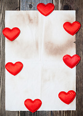 Image showing blank with seven red hearts