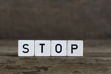 Image showing Stop, written in cubes