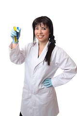 Image showing Scientist holding test tubes