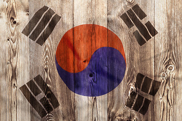 Image showing National flag of South Korea, wooden background