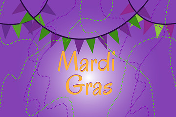 Image showing Garland of colour flags and bead. Mardi Gras