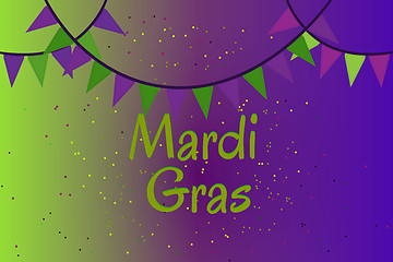 Image showing Garland of colour flags and confetti. Mardi Gras