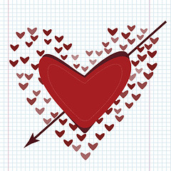 Image showing Love concept of hearts and big heart in centre