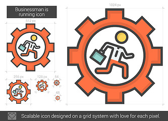 Image showing Businessman is running line icon.